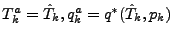 $ T^a_k = \hat{T}_k, q^a_k = q^*( \hat{T}_k, p_k ) $