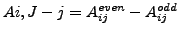 $ A{i,J-j}=A_{ij}^{even}-A_{ij}^{odd}$